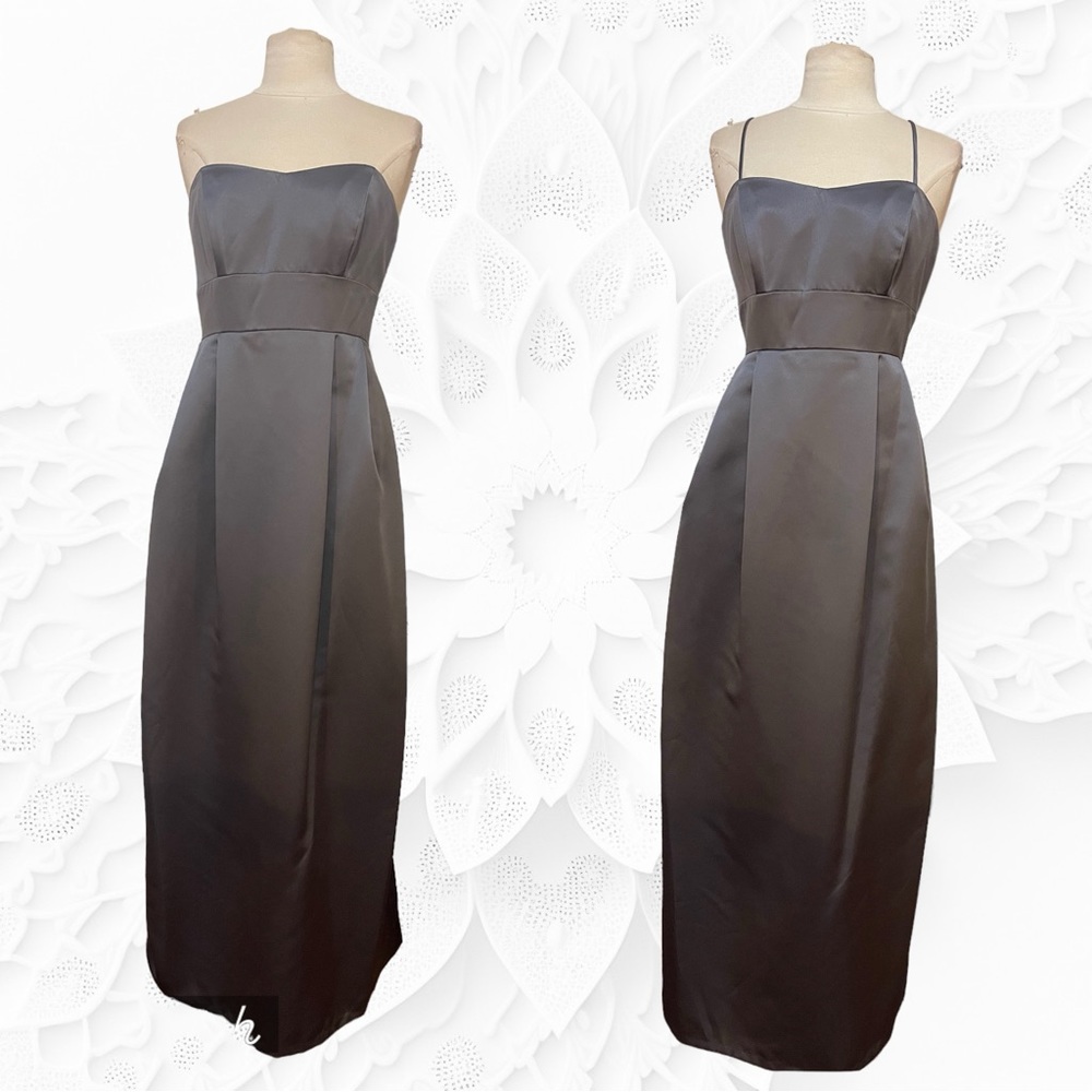 - Priscilla of Boston classic spaghetti strap/removable pewter dress NWT